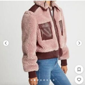 Choosy Pink Faux Fur Bomber Jacket